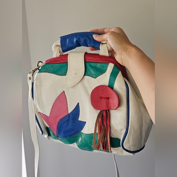 80's vintage Patchwork shoulder bag - Picture 1 of 5